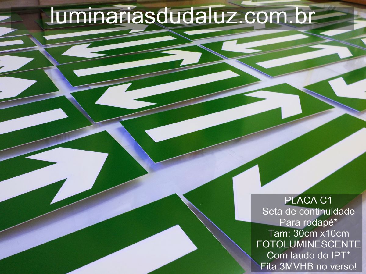 DUDALUZ Sinalização de Emergência PLACA C1 Seta de continuidade PVC