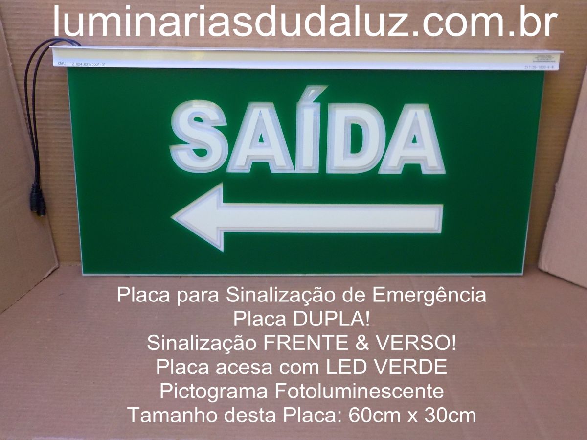 DUDALUZ Sinalização de Emergência PLACA SAÍDA SETA CÓD 0123